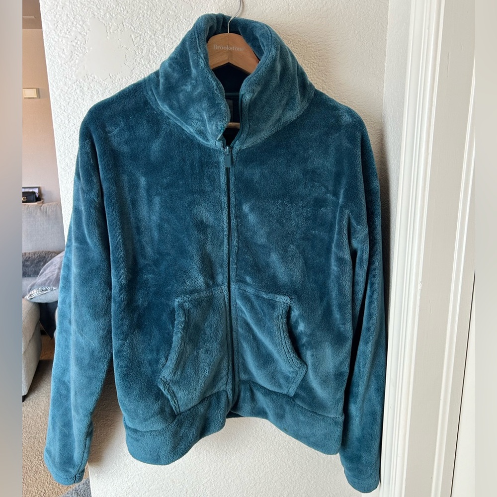 Teal Fleece Zip-Up Jacket